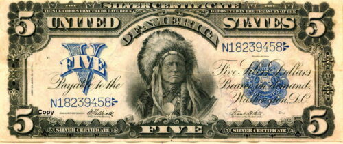 1899 $5 SILVER CERTIFICATE REPRODUCTION